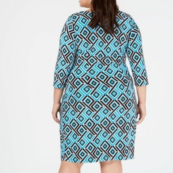 INC PLUS SIZE 2X WOMENS GEO PRINT WRAP DRESS - Picture 3 of 6
